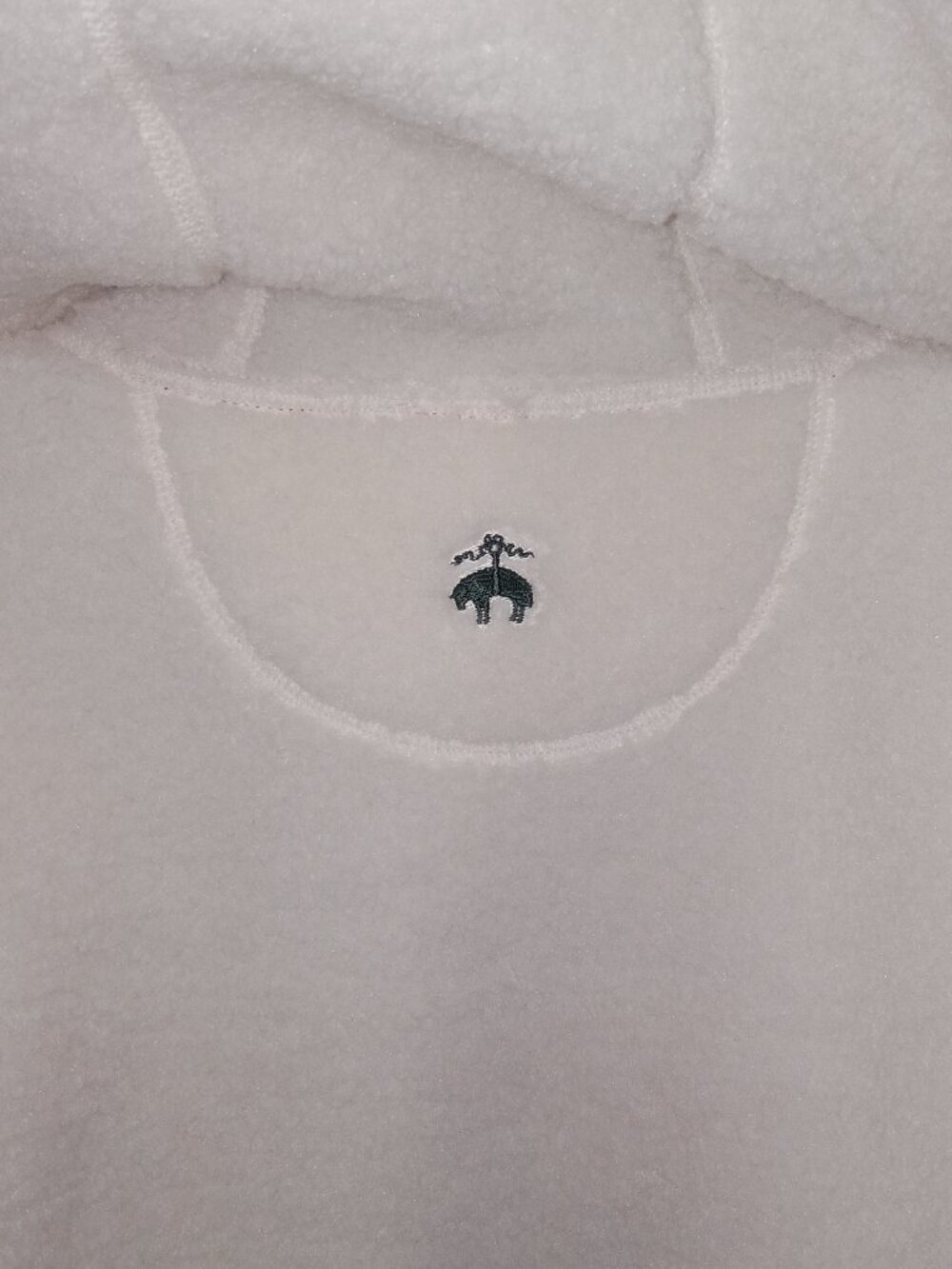 Brooks Brothers Teddy Sherpa Fleece Hoodie XL White Red Trim Pullover Jacket NEW - Picture 12 of 15